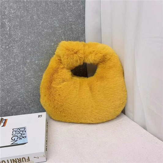 Autumn And Winter Fashion Plush Solid Color Handbag