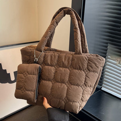 Women Fashion Casual Solid Color Space Cotton Tote Bag