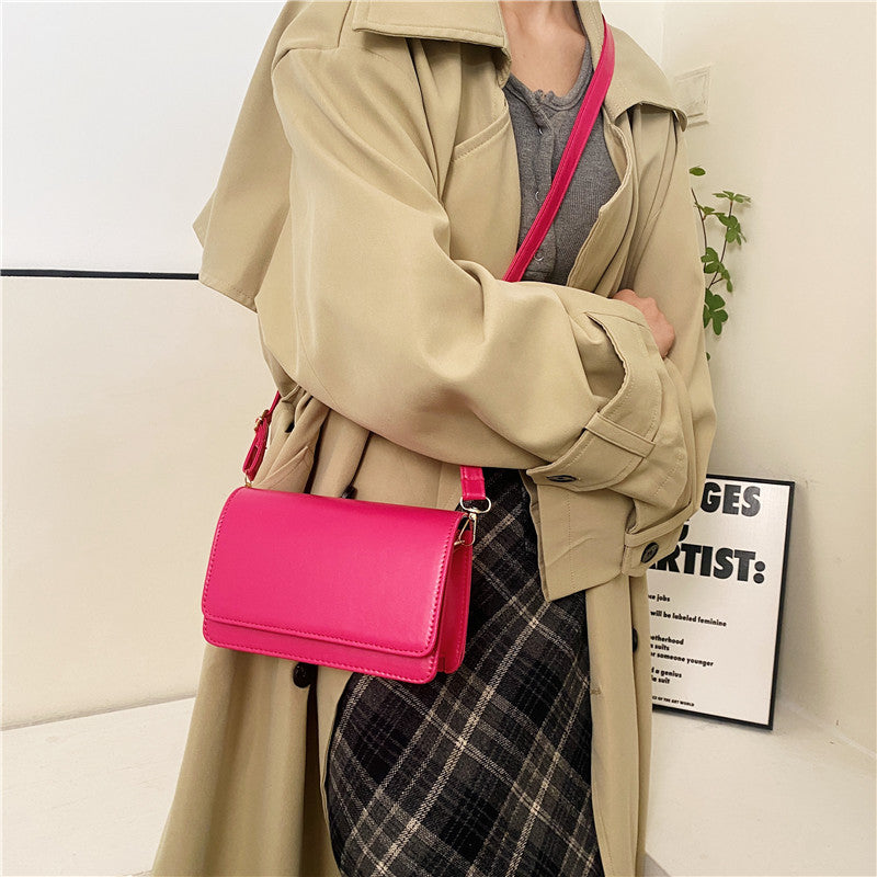 Simple Solid Color Flip Square Shoulder Bag