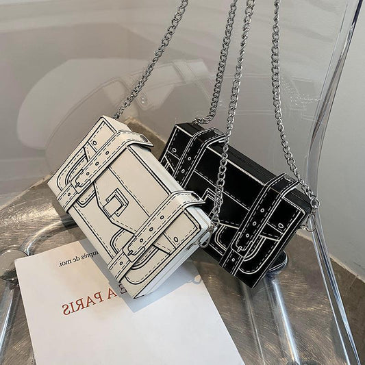 Comic Women Cartoon Chain Design Square Crossbody Bag