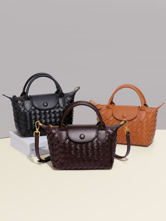 Fashion Solid Color Zipper Shoulder Bag