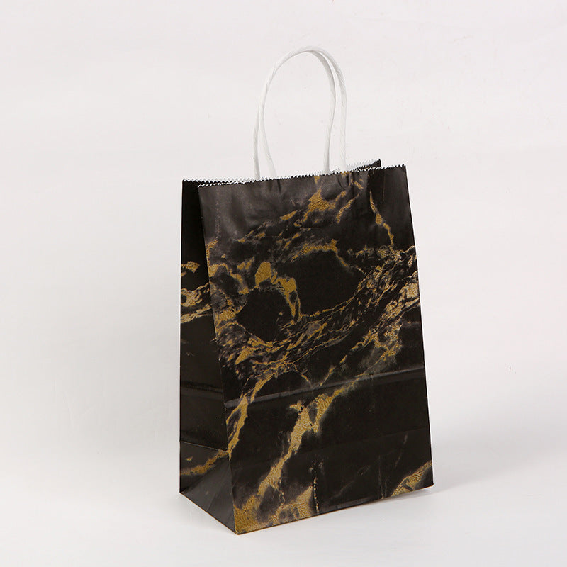 Sac d'emballage cadeau portable créatif en papier kraft série marbre 