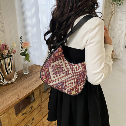 Women Fashion Casual Large Capacity Geometric Printed Shoulder Bag