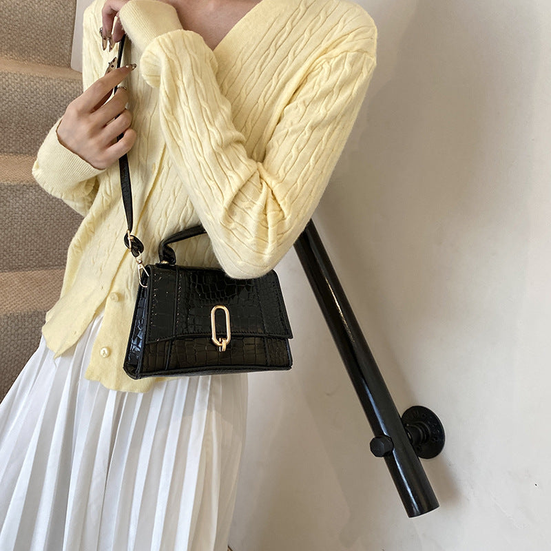 Fashion Solid Color Stone Pattern Shoulder Bag