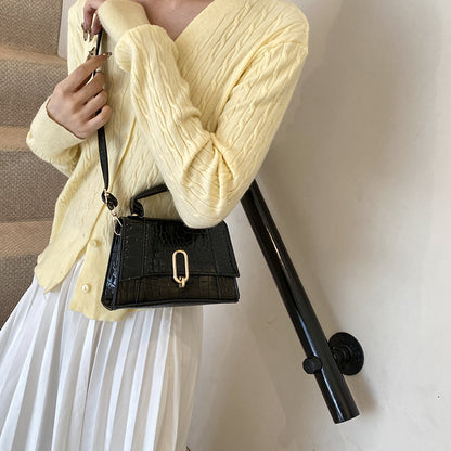 Fashion Solid Color Stone Pattern Shoulder Bag