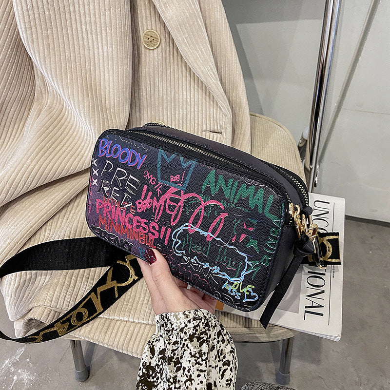 Women Fashion Graffiti Printing Square Bag