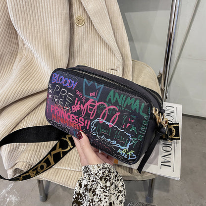 Women Fashion Graffiti Printing Square Bag