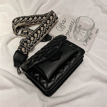 Women Elegant Solid Color Crossbody Quilted Bag