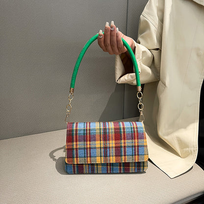 Sac à bandoulière carré à carreaux vintage 