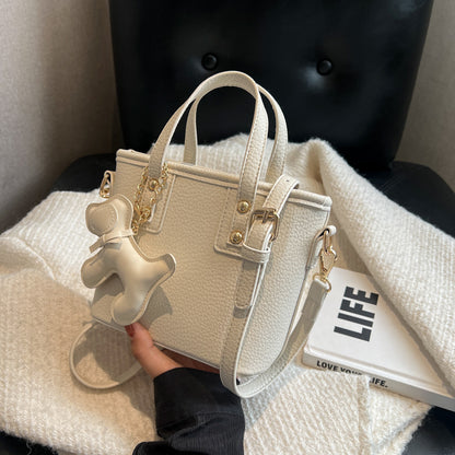 Women Fashion Cartoon Pony Pendant PU Handle Shoulder Bag