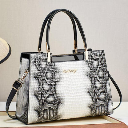 Women'S Stylish Snakeskin Embossed Large-Capacity Handbag