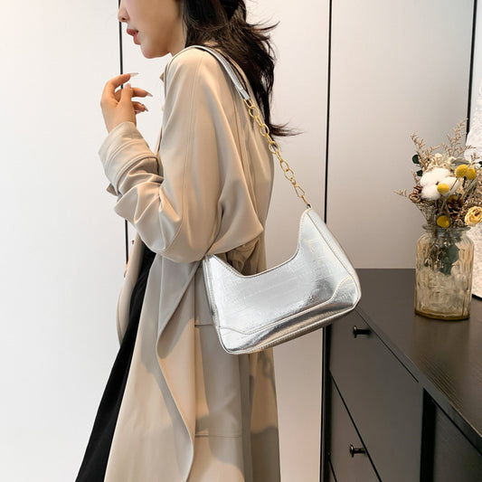 Sac à bandoulière tendance à chaîne de couleur unie