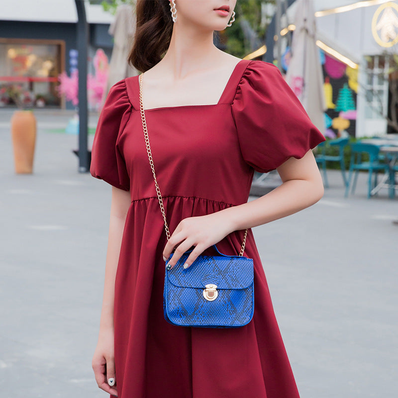 Women Fashion Snake Pattern Vintage Messenger Mini Bag