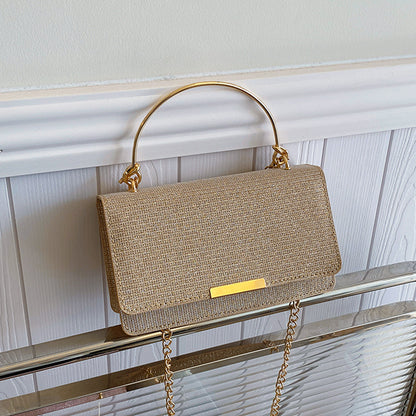 Sac à bandoulière carré à rabat fin et chaîne pour femme, tendance été 