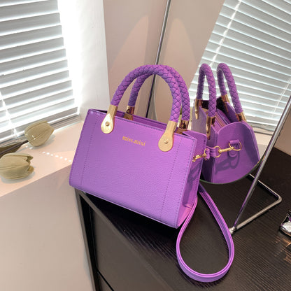 Sac à bandoulière carré tissé pour femme, tendance été 