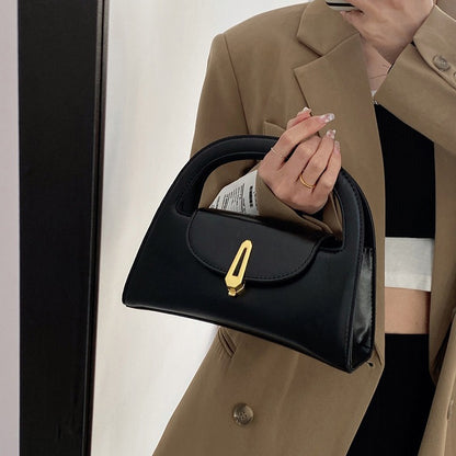 Women Fashion Solid Color Flap PU Handle Shoulder Bag