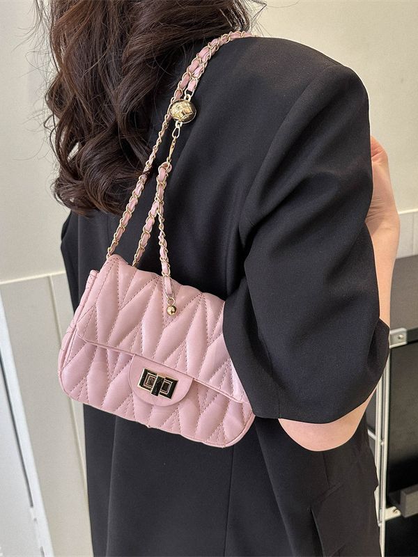 Sac bandoulière simple et tendance avec chaîne rhombique brodée 