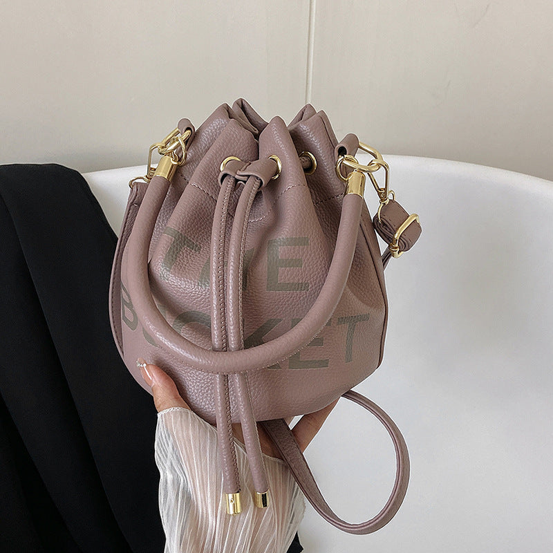 Sac seau à cordon de serrage en PU pour femme 