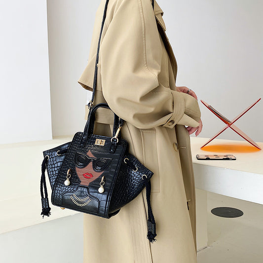 Sac seau portable hip-hop à motif de pierre de beauté pour lunettes de personnalité 