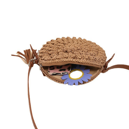 Bohemian Style Beach Holiday Round Woven Shoulder Bag