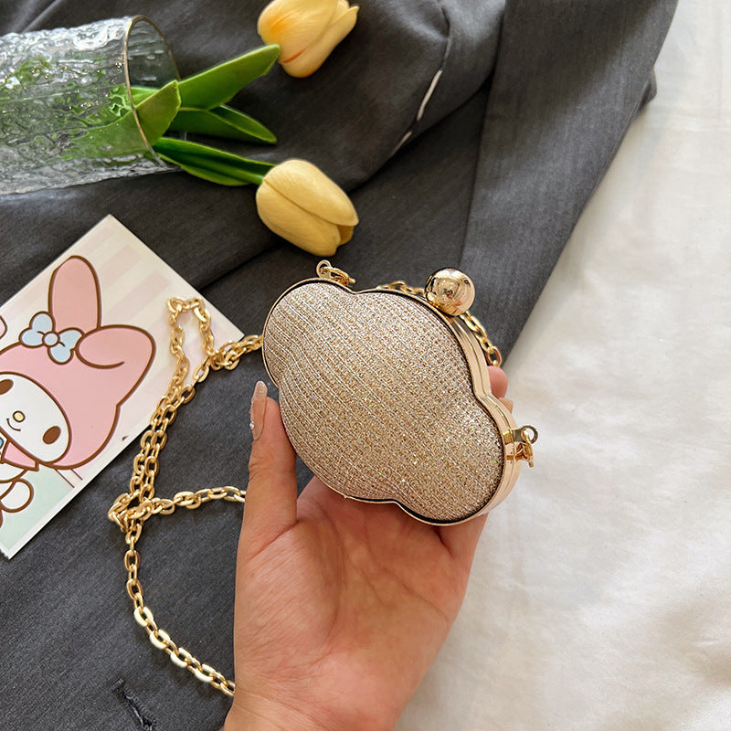 Women Fashionable Creative Solid Color Shell Chain Mini Crossbody Evening Bag