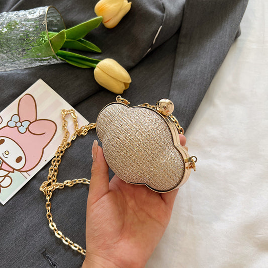 Women Fashionable Creative Solid Color Shell Chain Mini Crossbody Evening Bag