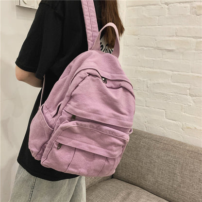 Women Casual Multi Pocket Design Solid Color Large Capacity Backpack Shoulder Handle Bag