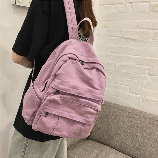 Women Casual Multi Pocket Design Solid Color Large Capacity Backpack Shoulder Handle Bag