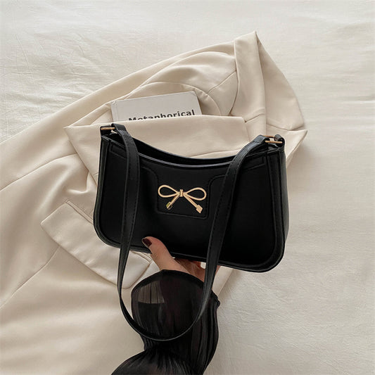 Women Fashion Casual Solid Color Bowknot Shoulder Bag