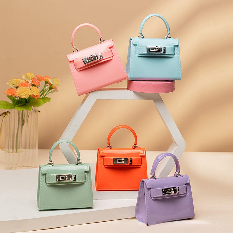 Sac à bandoulière en PU de couleur unie avec mini boucle pour femme 