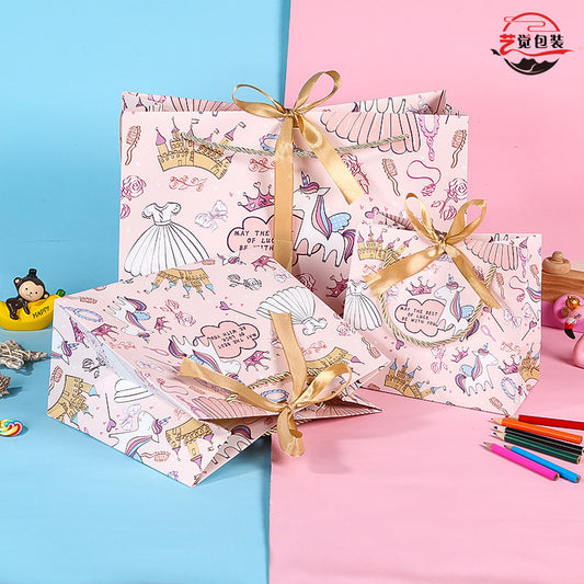 Sac cadeau en papier imprimé licorne mignon 