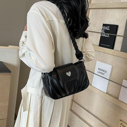 Sac à bandoulière plissé simple de couleur unie pour femme 