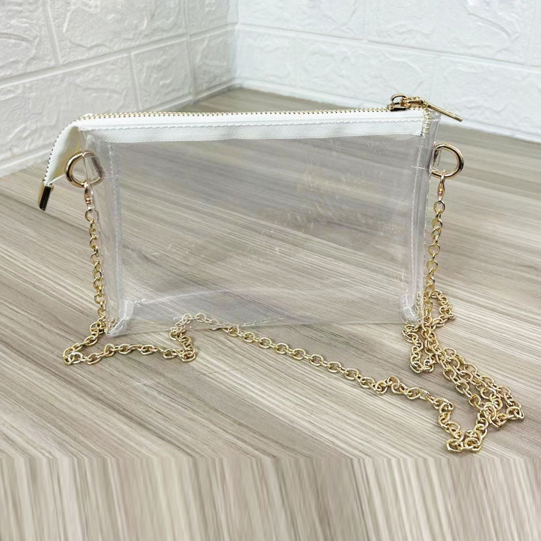 Sac à bandoulière carré transparent à chaîne pour femme, mode été 