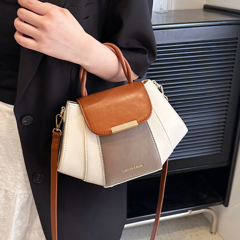 Women Fashion Casual Contrast Color Square Handbag