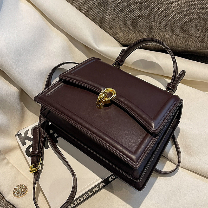 Women Fashion Retro Solid Color Square Shoulder Bag