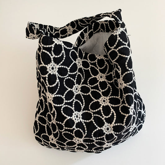 Women Fashion Vintage Embroidered Floral Canvas Tote Bag