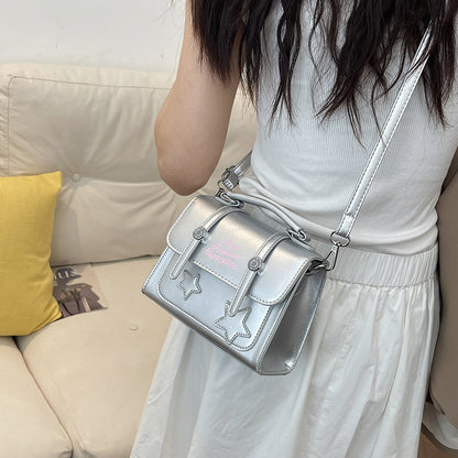 Women Fashion Casual Star Letter Print Flap Square Crossbody Bag