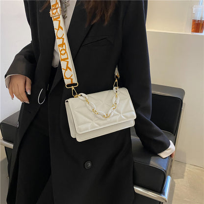 Fashion Solid Color Wide Strap Crossbody Bag