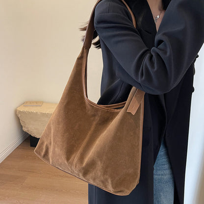 Women Fashion Casual Simple Solid Color Large Capacity Shoulder Bag