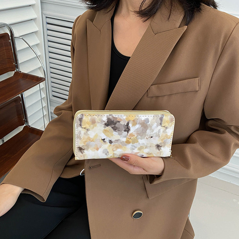 Women Fashion Graffiti Retro Long Coin Purse