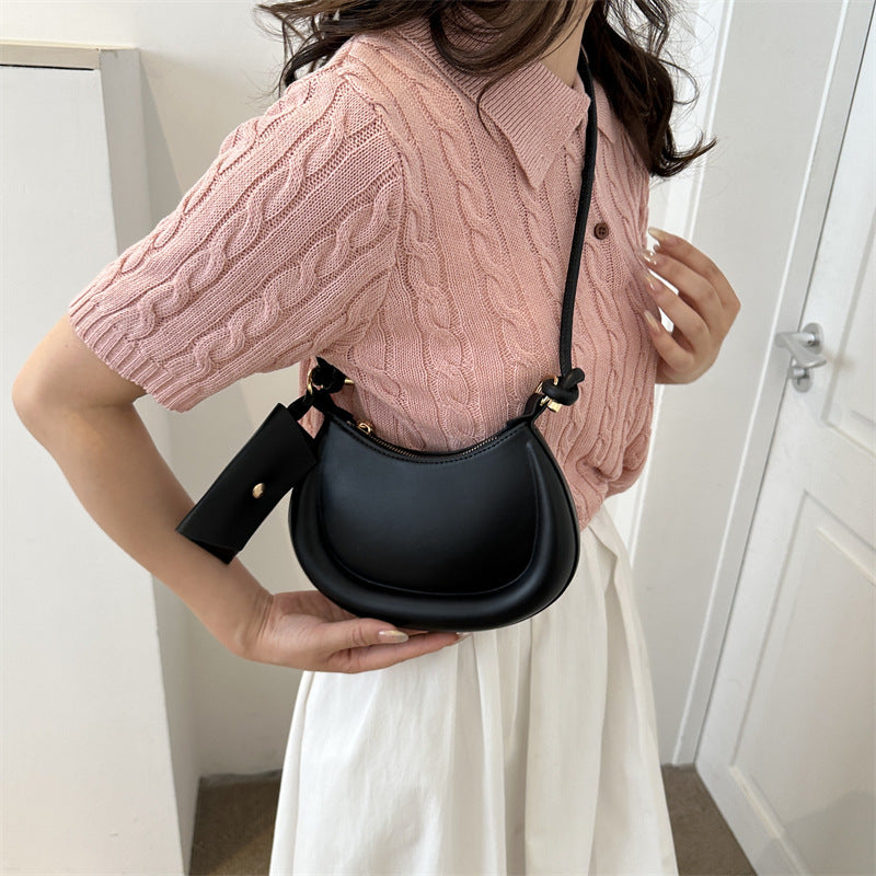 Women Fashion Solid Color Semi-Round Coin Purse Pendant Shoulder Bag