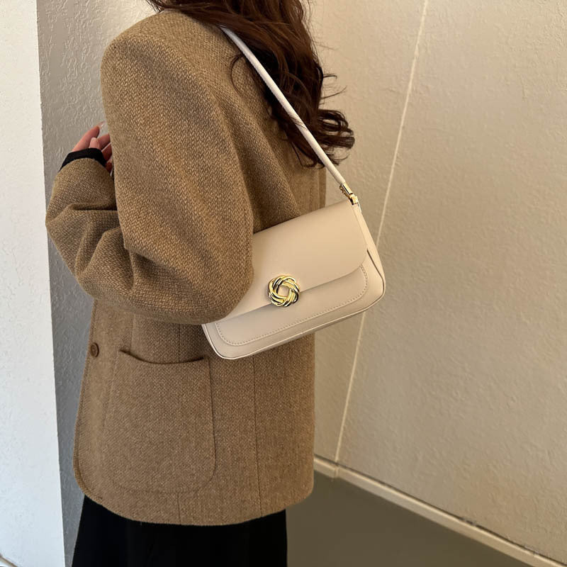 Sac à bandoulière carré décontracté vintage en PU pour femme avec boucle en métal 