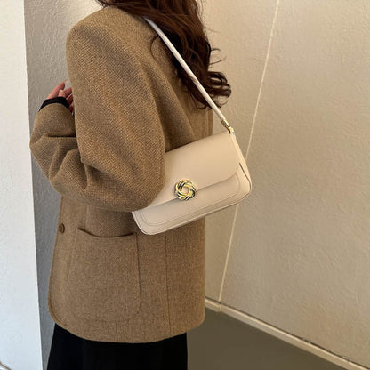 Sac à bandoulière carré décontracté vintage en PU pour femme avec boucle en métal 