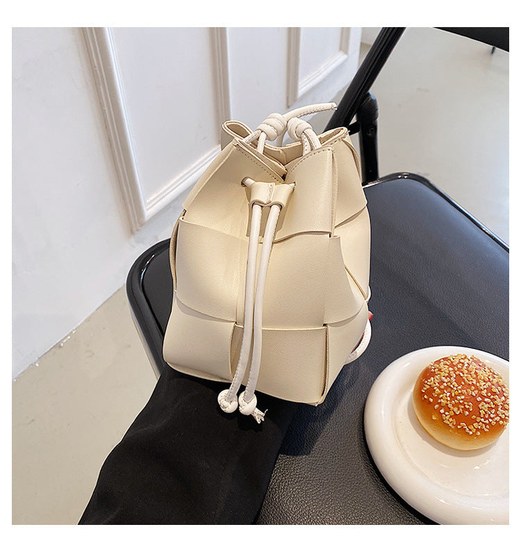 Sac seau à bandoulière avec cordon de serrage pour femme, couleur unie, mode printemps-été 