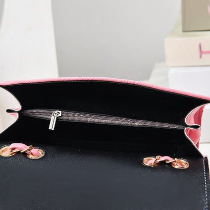 Sac bandoulière élégant à paillettes carrées et bordure en chaîne 