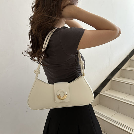 Sac à bandoulière à rabat en PU pour femme, simple et tendance, couleur unie 