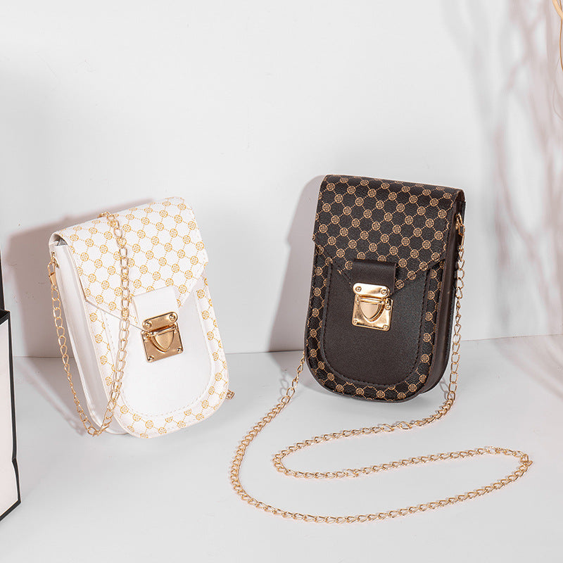 Women Fashion Flip Lock Rectangular Chain Crossbody Bag