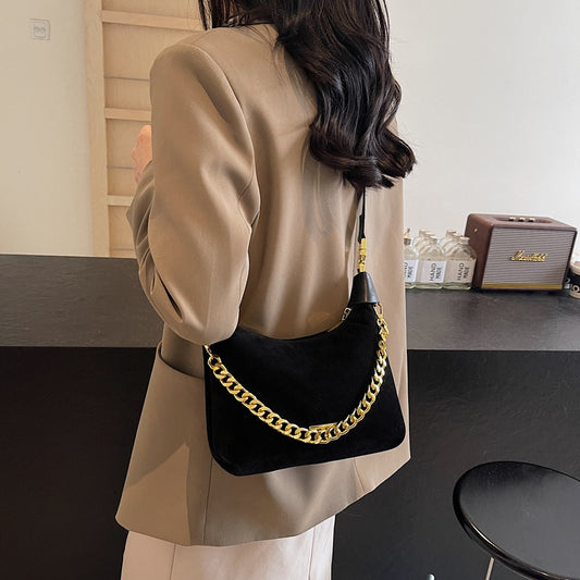 Women Fashion Solid Color Suede Square Crossbody Bag