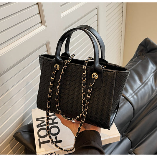 Sac à bandoulière carré tissé grande capacité pour femme 