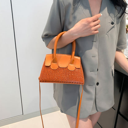 Sac à bandoulière tendance à motif pierre de couleur unie 